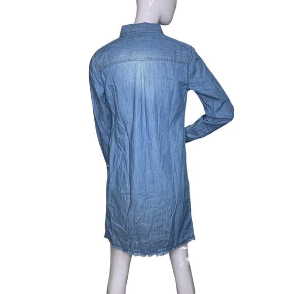 Garnet Hill NWOT Chambray Collared Shirt Dress Long Sleeve Button Down Size 2 - Picture 7 of 12